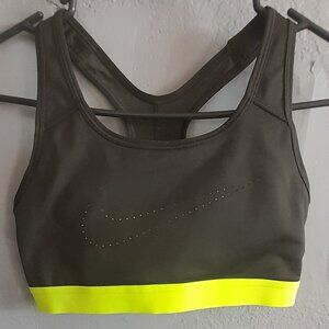Nike Sports Bra Black Flourenscent Yellow trim size Small